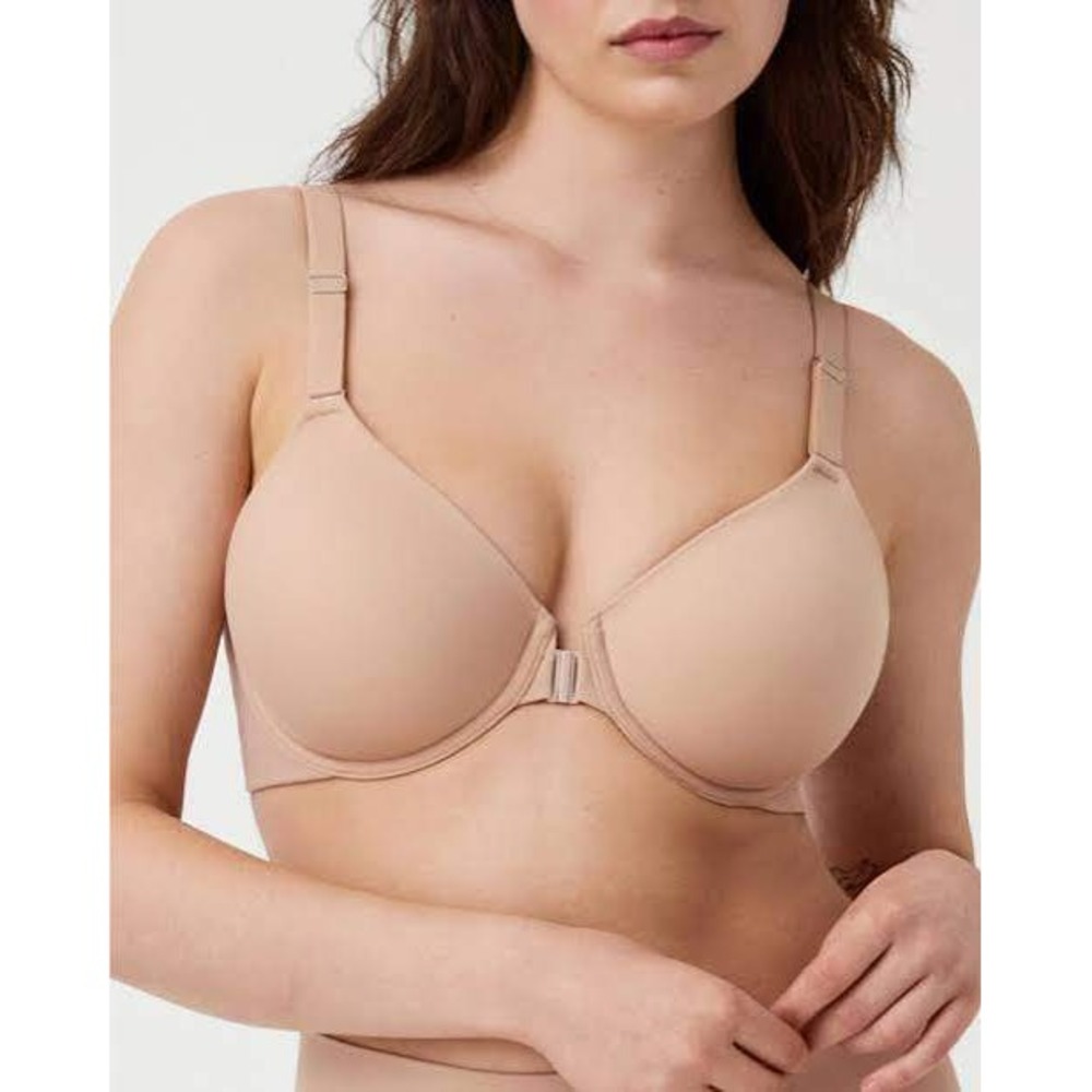 Spanx Bra Womens 36B Bra-llelujah Full Coverage Front Close Nude Beige Underwire